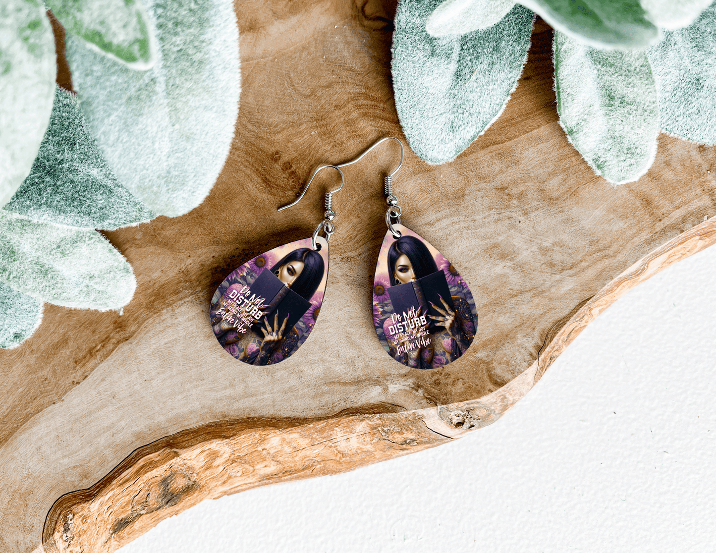 Do Not Disturb My Peace Tear Drop Earrings