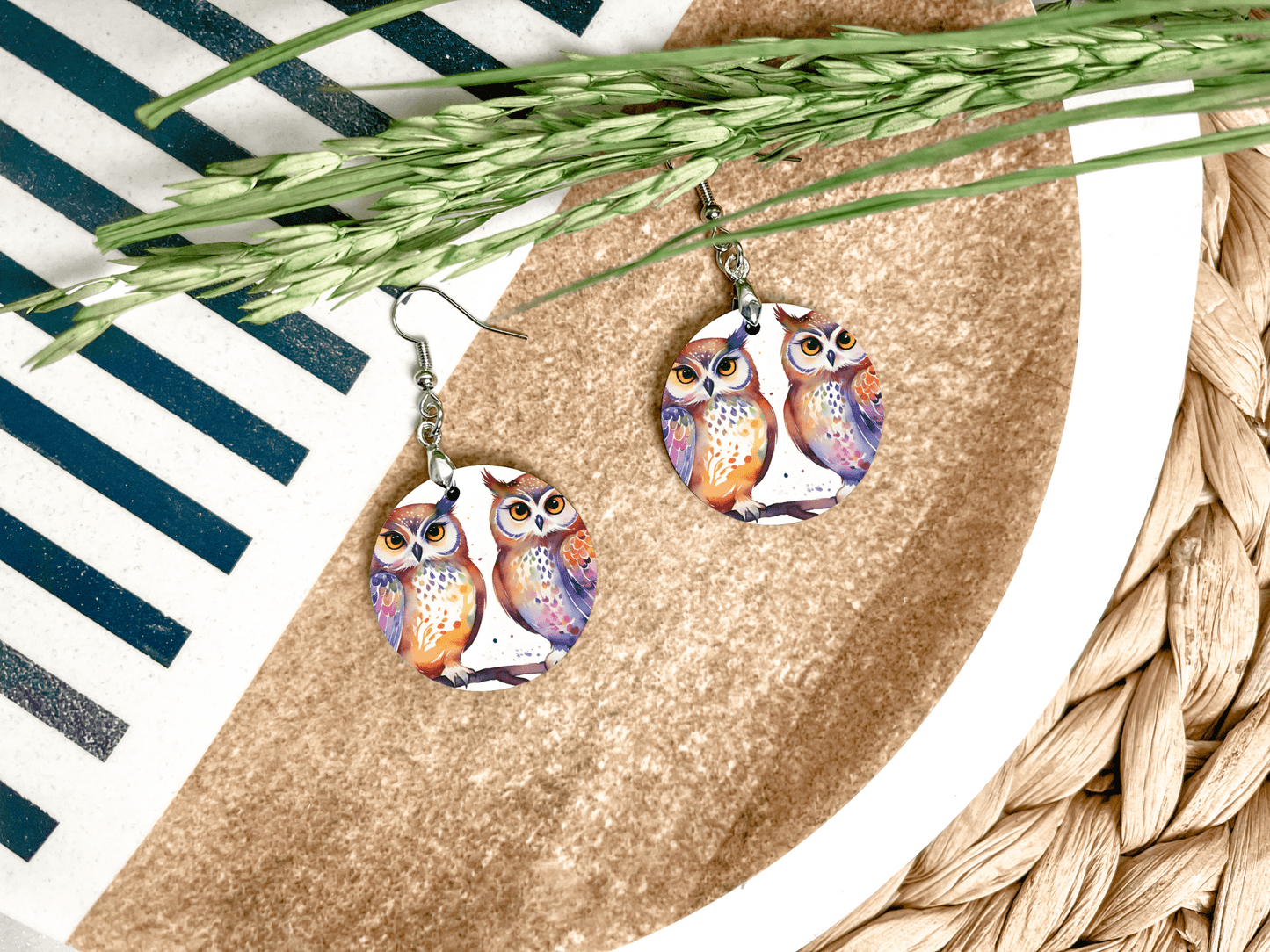 Owl Round Earrings