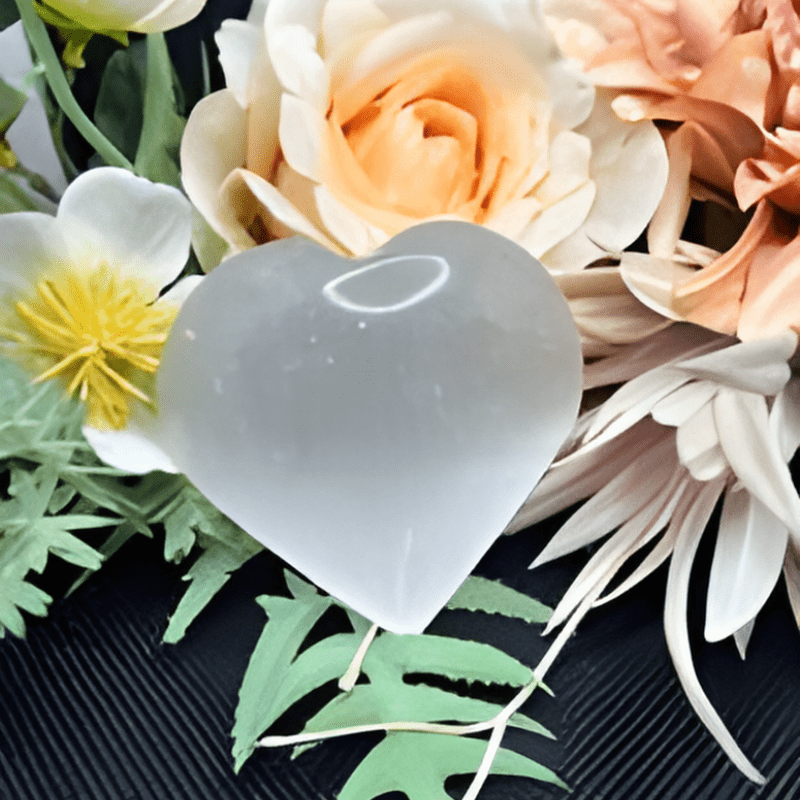 Selenite Puffy Heart