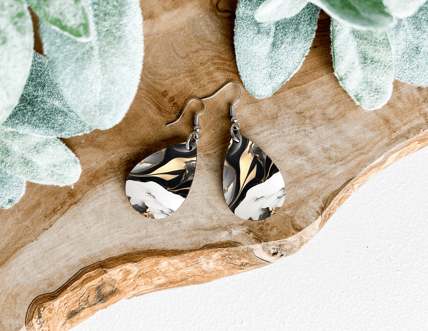 Marble Tear Drop Earrings