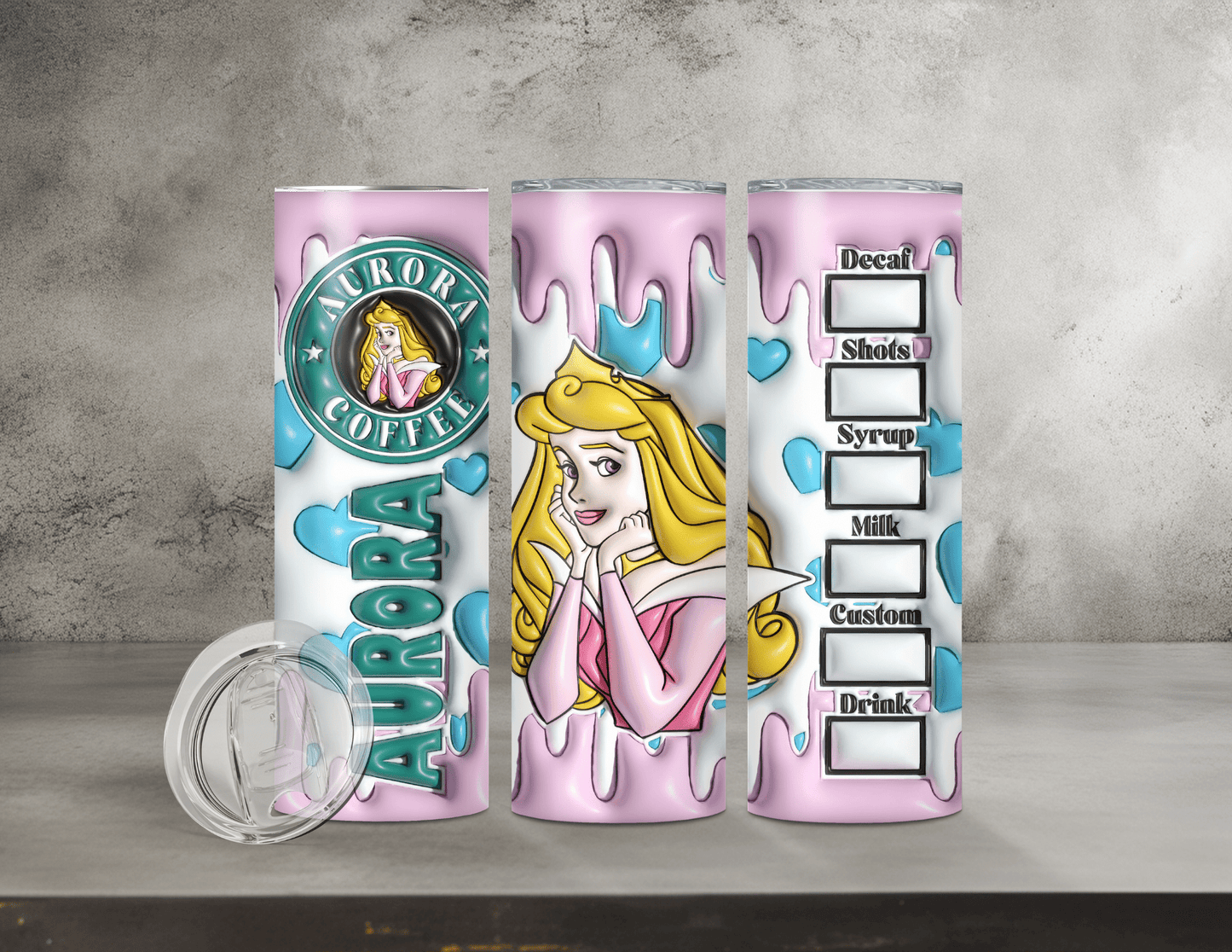 Normal & Inflated Disney Princess Tumblers (35 Designs)