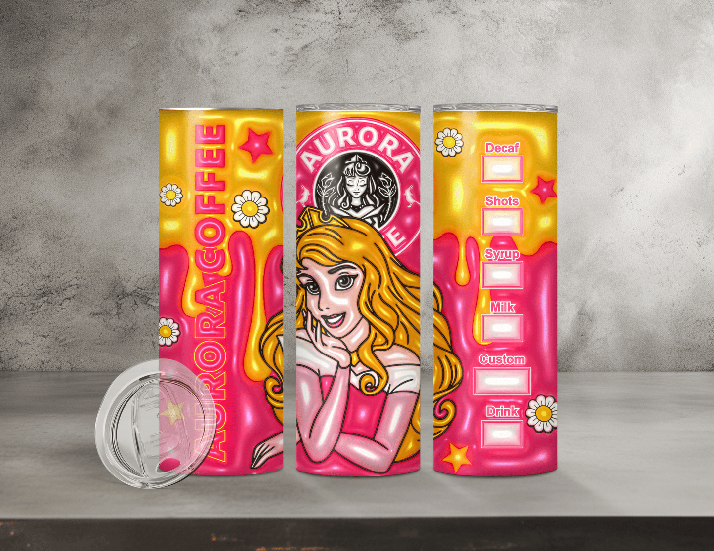 Normal & Inflated Disney Princess Tumblers (35 Designs)