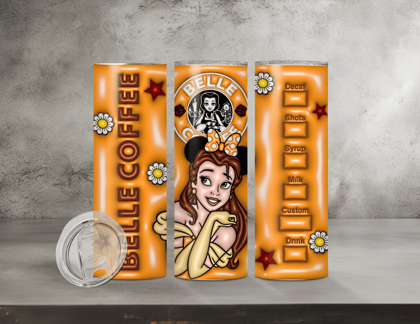 Normal & Inflated Disney Princess Tumblers (35 Designs)