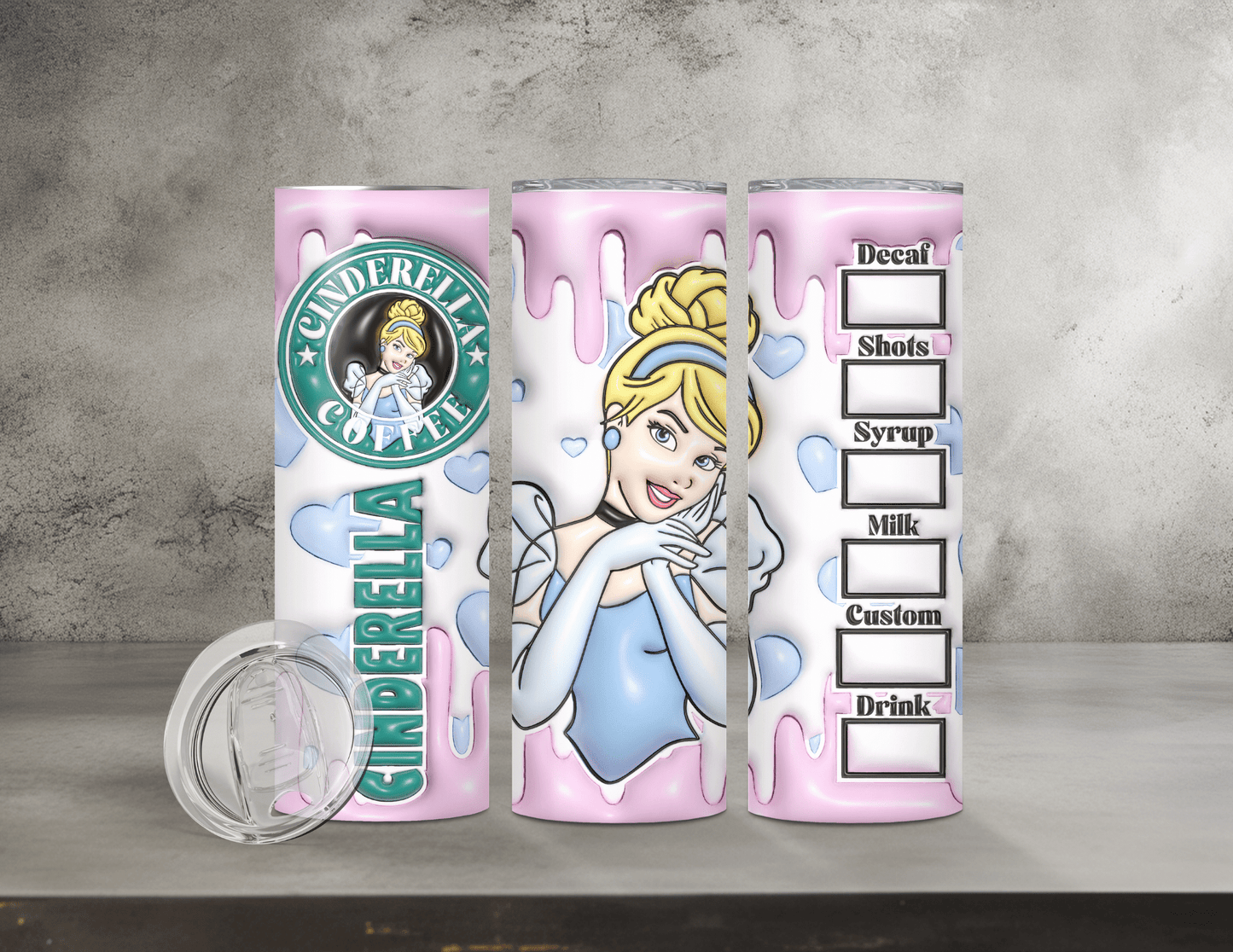 Normal & Inflated Disney Princess Tumblers (35 Designs)