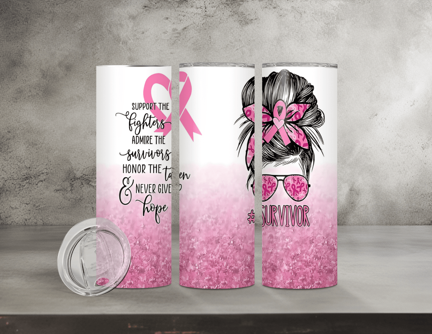 Breast Cancer Awareness Tumblers (14 Designs)