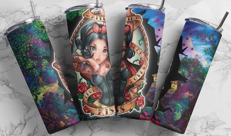 Tattooed Disney Princess Tumblers (18 Designs)